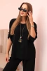 Women's set with a blouse with a necklace and wide pants black