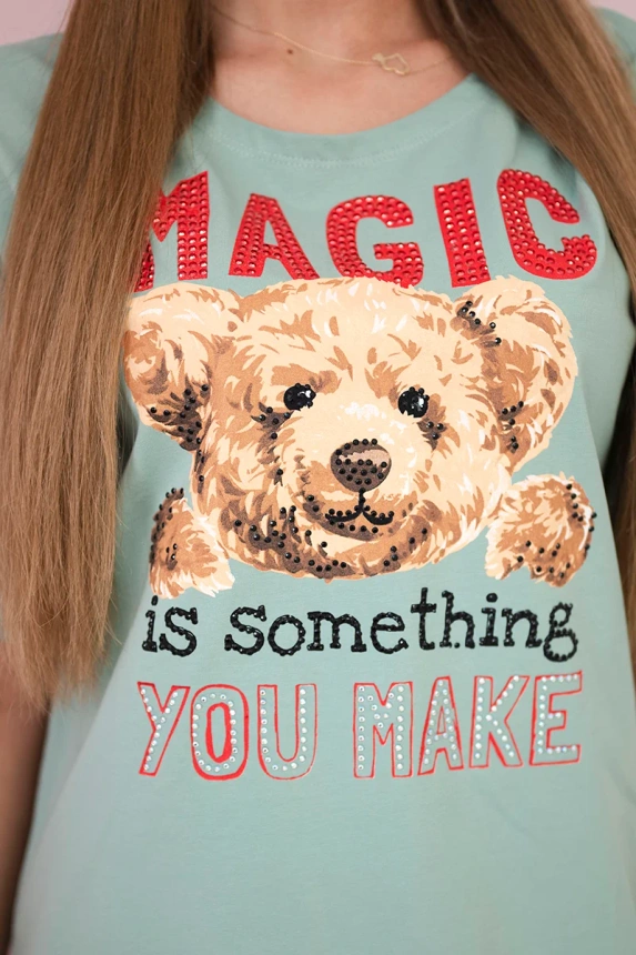 Magic dark mint bedruckte Bluse