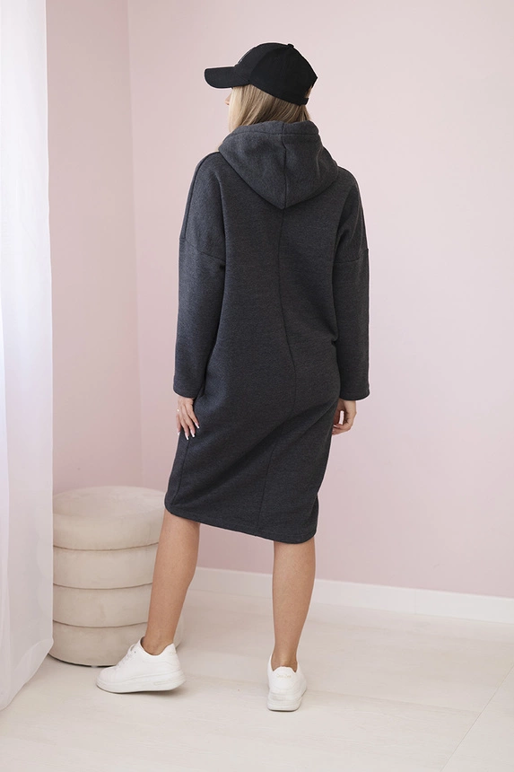 Kapuzenkleid mit Seitenschlitz graphit melange
