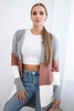 Sweater Cardigan in the straps gray+dark pink