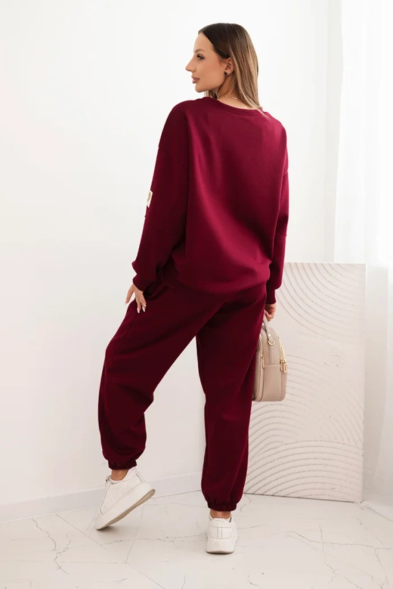 Damen-Set aus weichem Material mit lockerer Bluse und Hose mit dem Aufdruck LOVE khaki