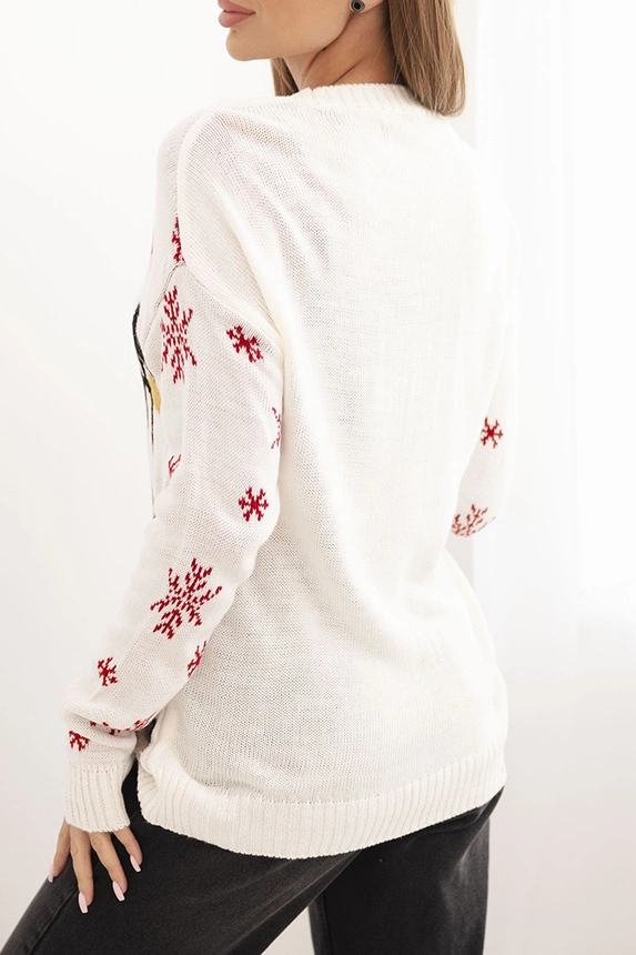 Christmas sweater with reindeer ecru