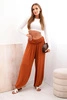 Women's viscose trousers with wide leg and ruffles ginger