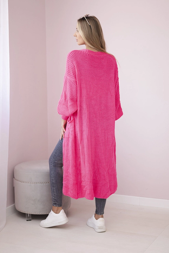 Sweater long cardigan pink neon