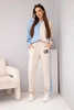 Women's tracksuit set Masełko two-tone with oversized sweatshirt and straight pants blue+beige