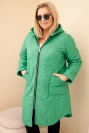 Women's Plus Size winter quilted jacket with a hood light green