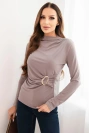 Women's viscose blouse with gathering and decorative buckle fango