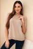 Women's short-sleeve viscose sweater dark beige