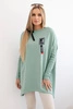 Oversize sweatshirt with asymmetrical sides dark mint