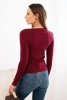 Women's viscose sweater with a round neckline and fitted cut burgundy