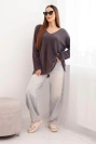 Women's sweater with wool and V-neck brown