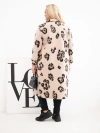 Eleganter Damenmantel Plus Size mit Revers im Leopardenmuster beige