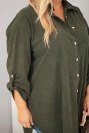 Koszula damska Plus Size z wiskozy sztruksowa z podpinanymi rękawami khaki