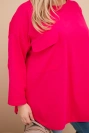Bluzka damska Plus Size z bawełną z kieszenią i rękawem podwijanym fuksja
