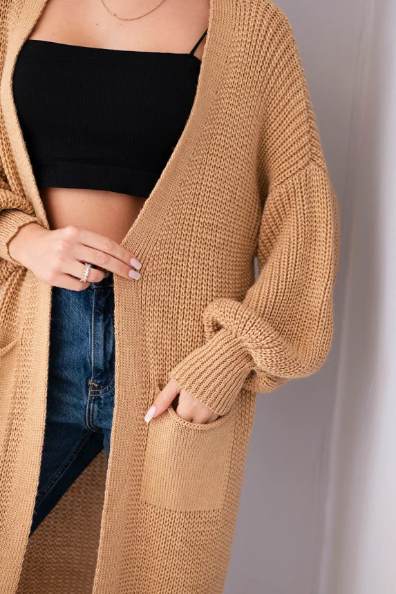 Pullover lange Strickjacke kamel