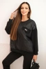 Women's tracksuit set made of viscose with a quilted sweatshirt and pants black