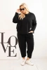 Damen Komplettset Plus Size Butter Sweatshirt und Hose mit Taschen schwarz