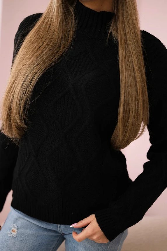 Sweater with decorative weave black