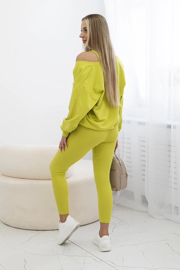 3-dílný set halenka + top + legíny kiwi