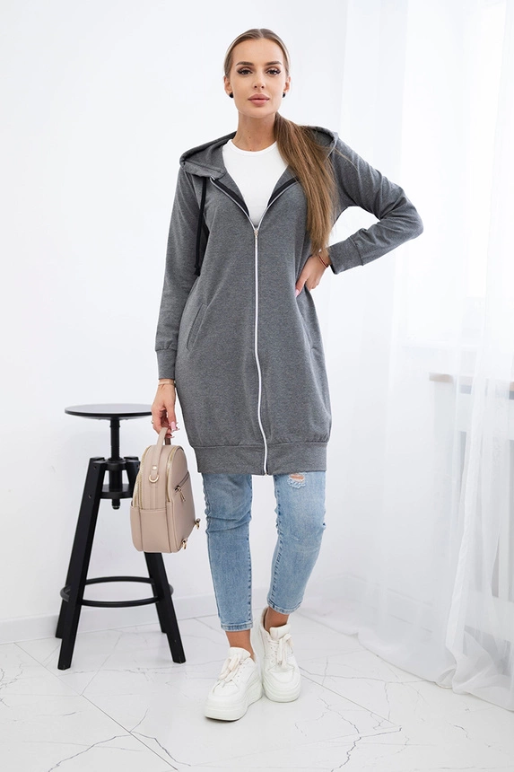 Hooded sweatshirt with hood graphite melange