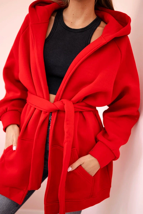 Insulated cape tied at the waist red