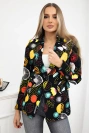 Printed cotton jacket with a button black