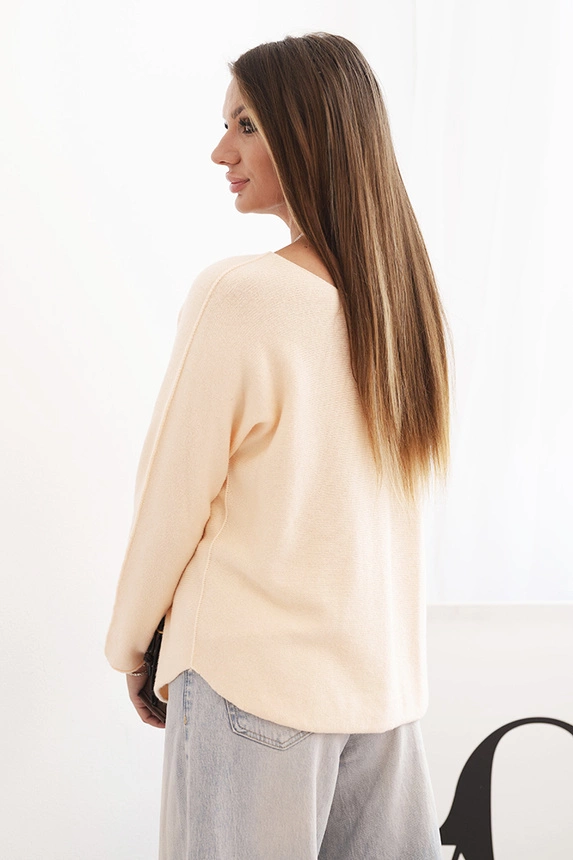 Women's viscose sweater with long sleeves and a round neckline peach