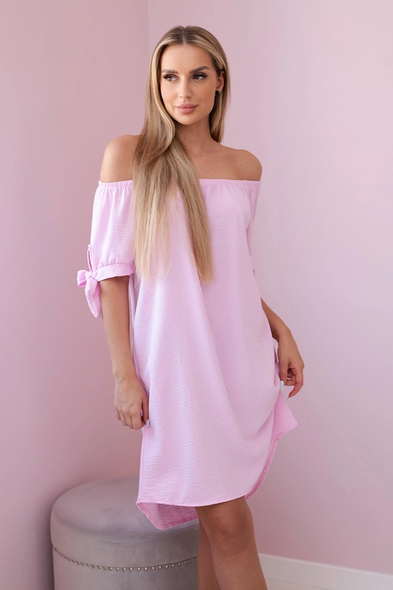 Kleid an den Ärmeln gebunden Candy Pink