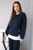 Women's set with a loose sweatshirt and sweatpants butter color navy