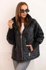 Women's quilted jacket with a short cut and a stand-up collar black