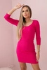 Dress fitted with neckline fuchsia