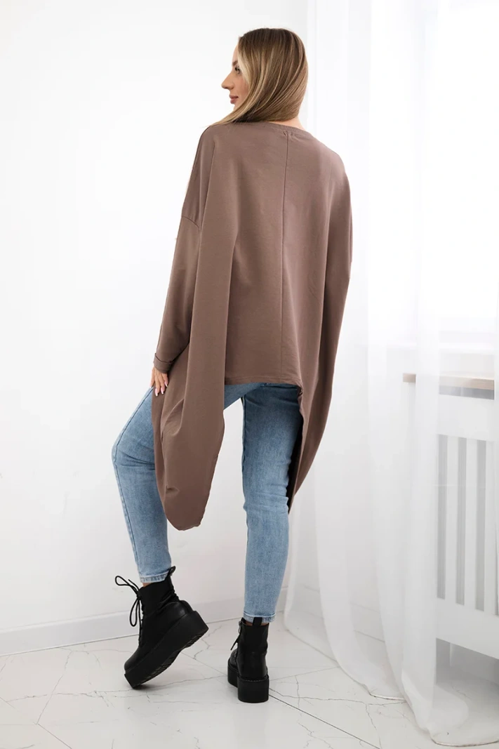 Blouse with print oversize mocca