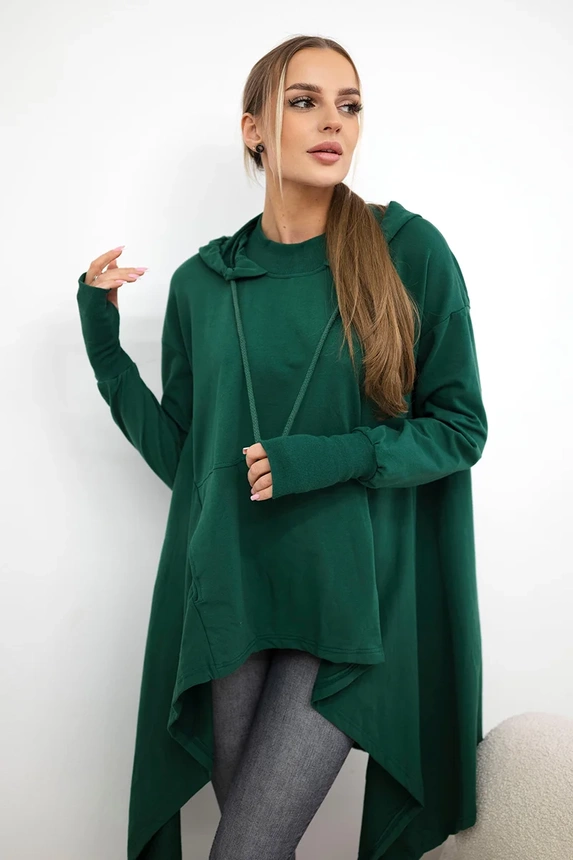 Bluse mit ausgestelltem Saum dunkelgrün