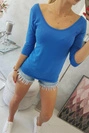 Kornblumenbluse mit Rundhalsausschnitt