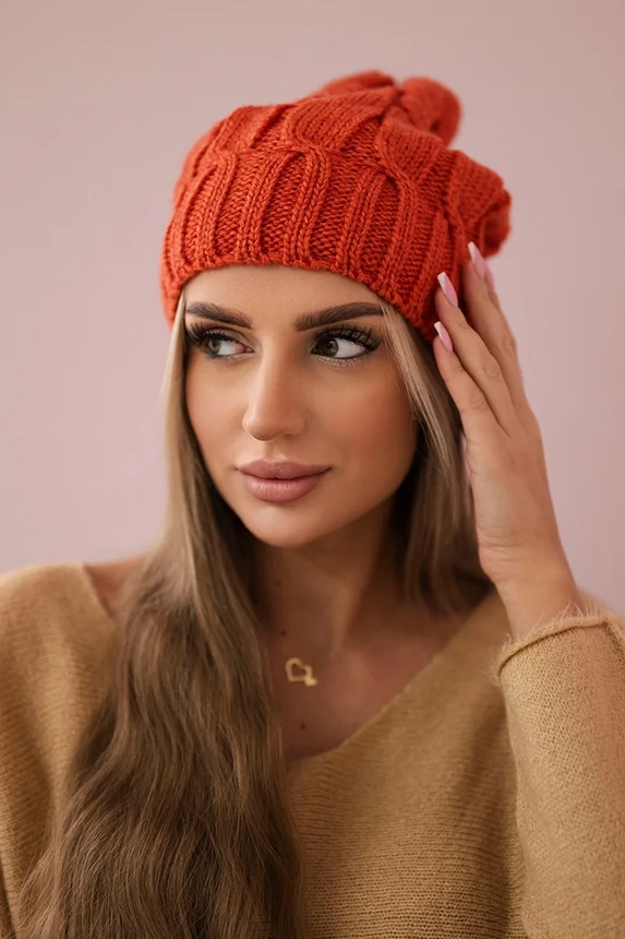 Čapica s fleece Iwona K221 ruda