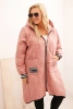 Damenjacke Plus Size gesteppte mit Kapuze und sportlichen Manschetten dunkel puderrosa