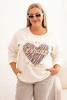 Bluza damska Plus Size masełkowa  z nadrukiem 3D ecru