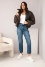 Women's quilted jacket with wide sleeves brown