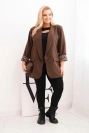 Plus Size women's blazer with leopard lining brown
