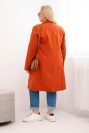Dámský kabát Plus Size dvouřadový s límcem rudy