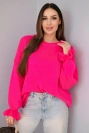 Women's sweater with a blend of mohair and wool in a loose fit neon pink