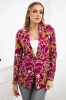 Printed cotton jacket with a button dark purple