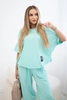 Cotton set blouse + trousers light mint