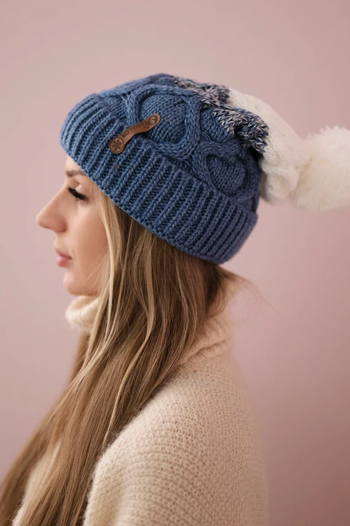 Alice vilnonė kepurė K248 denim+white