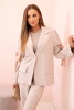 Women's set with viscose – blazer with lapels and pants with a stripe beige
