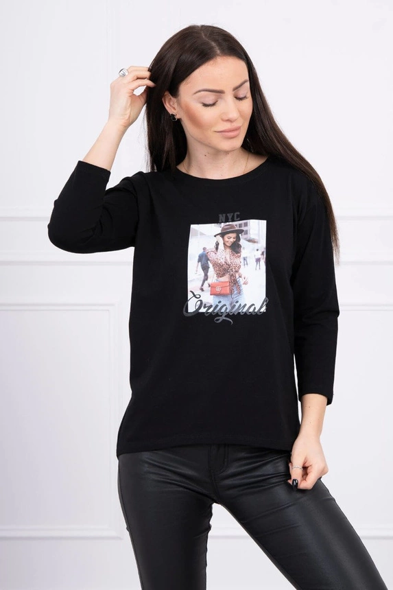 Bedruckte Bluse Original schwarz