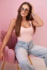 Women's camisole with neckline - dark powder pink