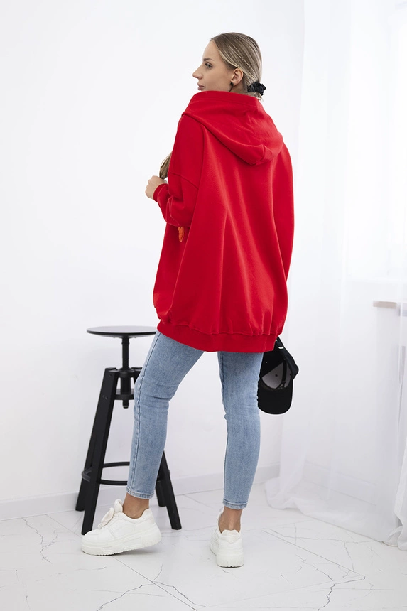 Insulated sweatshirt with strawberry motif red