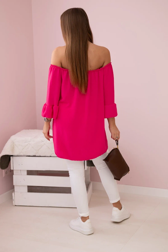 Spanish blouse with frills on the sleeve fuchsia