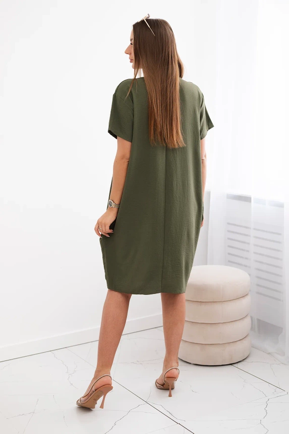 Dress with pockets and pendant khaki